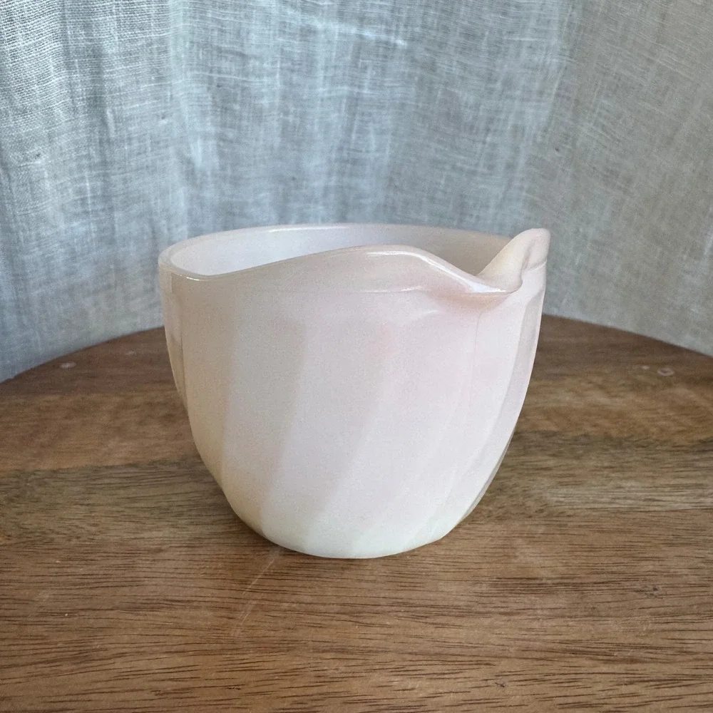 USA Vintage Fire King Pink Ombre Creamer‎ Pitcher Swirl Design Milk Glass